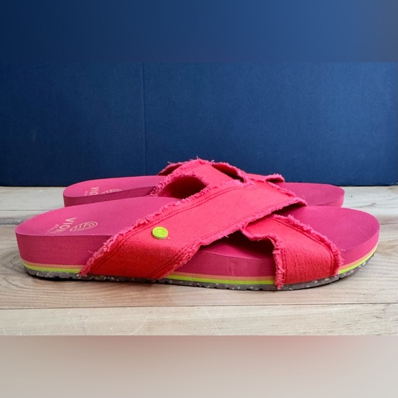 New Vionic Summer Beach Boardwalk Panama Canvas Slide Sandals In Poppy Size 7 - Picture 6 of 10